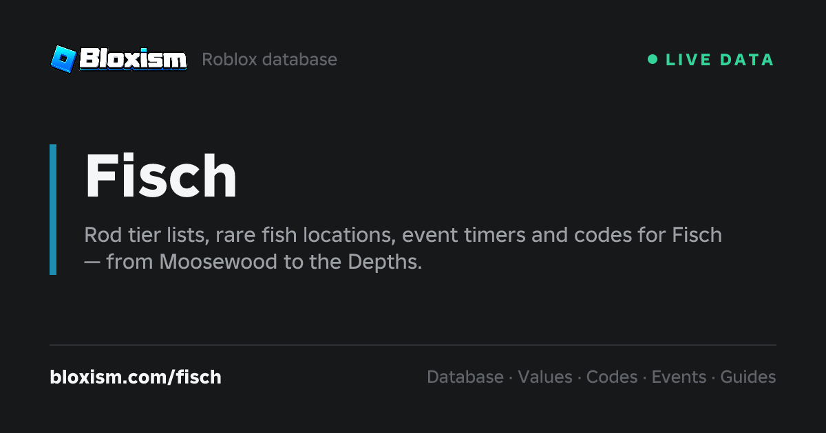Roblox Fisch Wiki — Codes, Values, Tier List & Guides · Bloxism